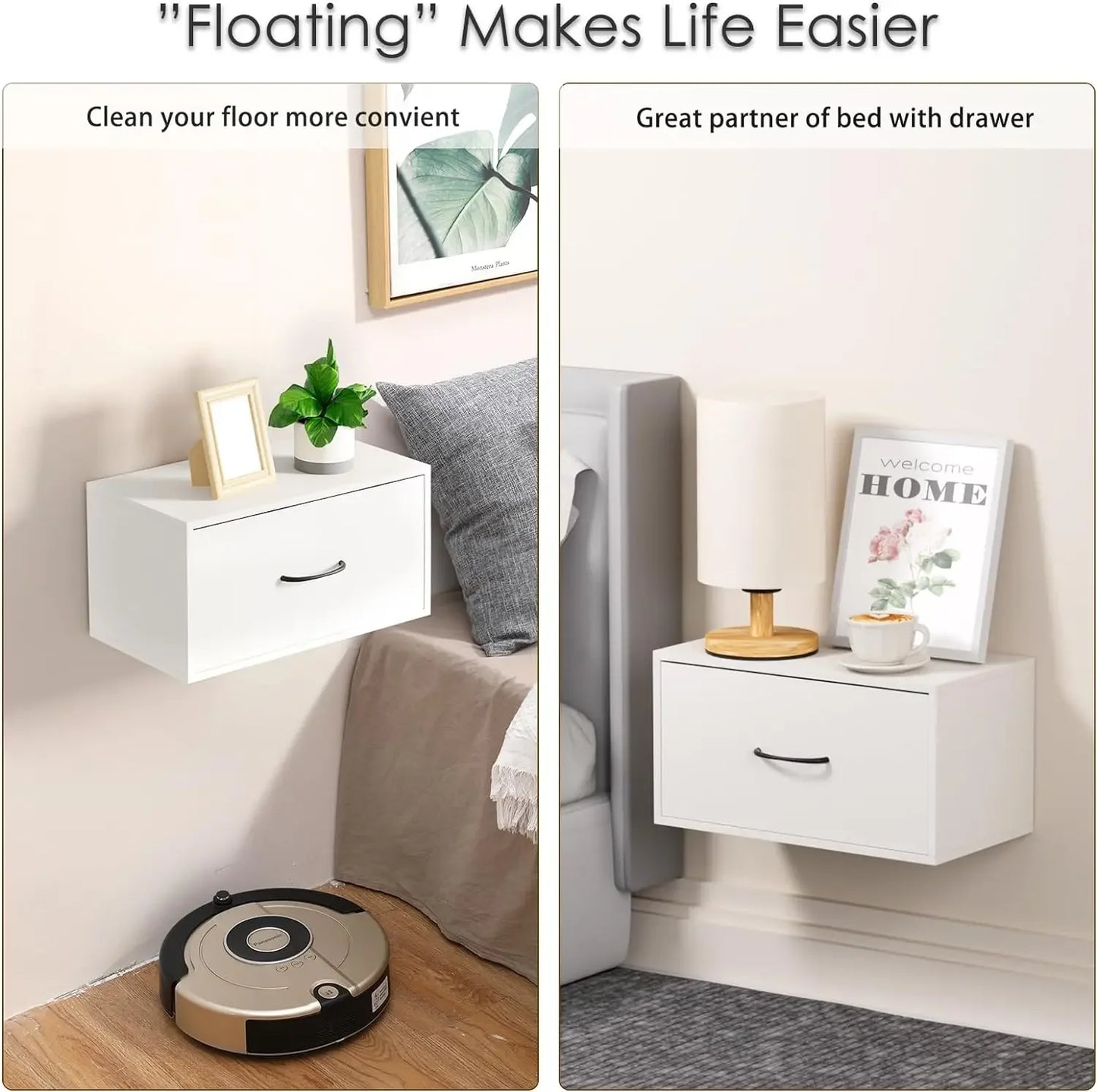 Floating Nightstand Shelf with Drawer